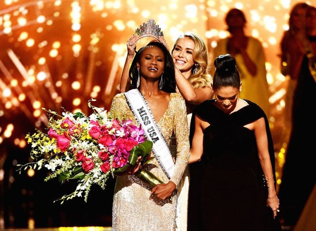 l r miss district of columbia usa 2016 deshauna barber reacts as she is crowned miss usa 2016 by miss usa 2015 olivia jordan and miss universe 2015 pia wurtzbach during the 2016 miss usa pageant on june 5 2016 in las vegas nevada photo getty images afp l r miss district of columbia usa 2016 deshauna barber reacts as she is crowned miss usa 2016 by miss usa 2015 olivia jordan and miss universe 2015 pia wurtzbach during the 2016 miss usa pageant on june 5 2016 in las vegas nevada photo getty images afp