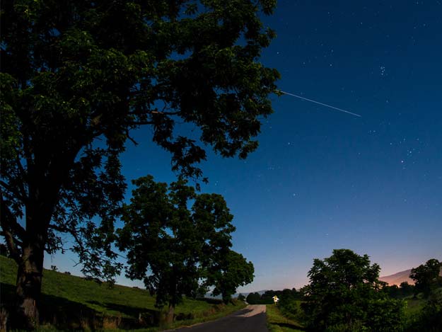 the international space station is seen in this 30 second exposure as it flies over elkton va early in the morning saturday august 1 2015 photo credit nasa bill ingalls