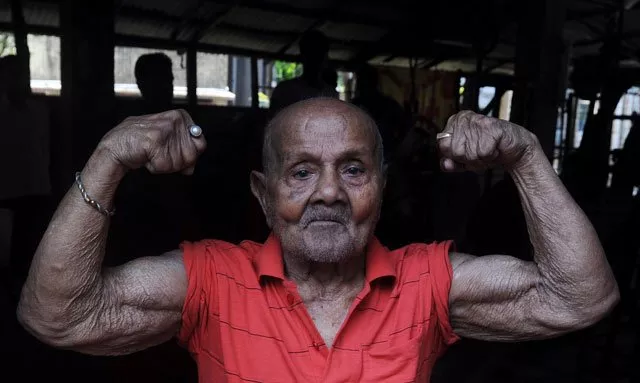 this file photo taken on march 16 2012 shows indian bodybuilder manohar aich at a gymnasium on the eve of his 100th birthday in kolkata photo afp this file photo taken on march 16 2012 shows indian bodybuilder manohar aich at a gymnasium on the eve of his 100th birthday in kolkata photo afp