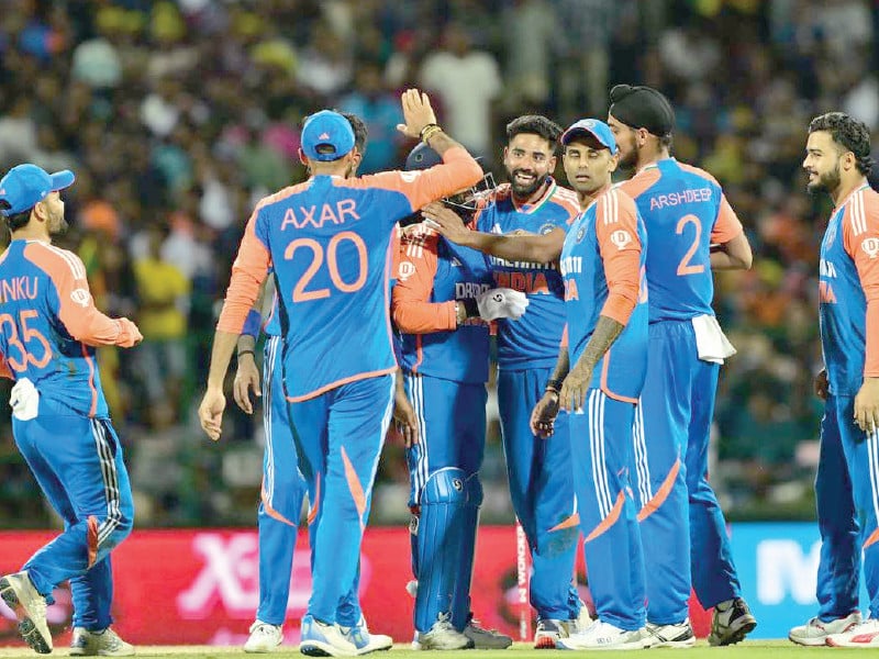 india celebrate their victory over sri lanka in first t20i photo afp