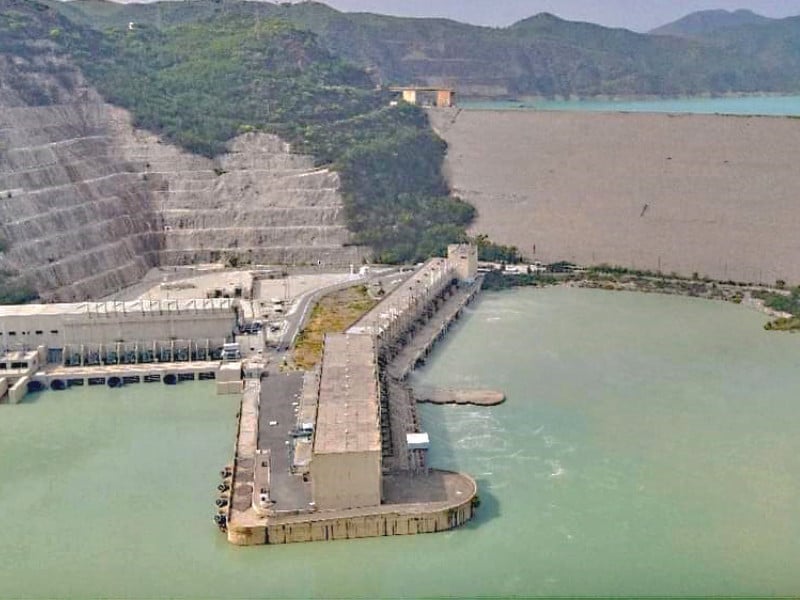 a panoramic view of the tarbela hydel power station and the tarbela 4th extension powerhouse photo express