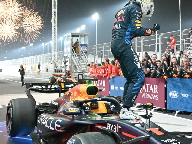 max verstappen celebrates winning the qatar grand prix photo afp