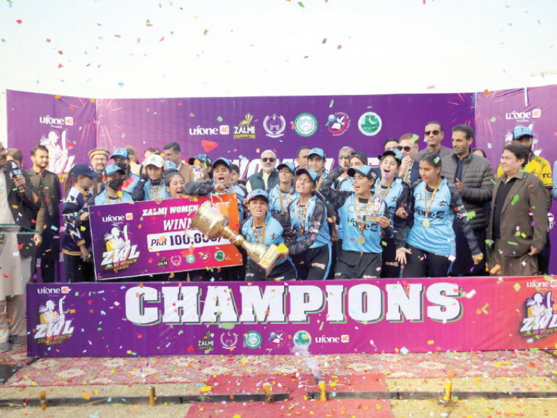 peshawar all stars players celebrate with the trophy after winning the zalmi women cricket league in peshawar photo app