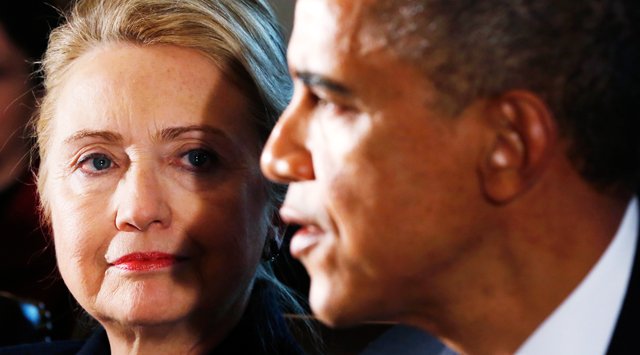 us secretary of state hillary clinton l listens to us president barack obama speak during a meeting with members of his cabinet at the white house in washington november 28 2012 photo reuters