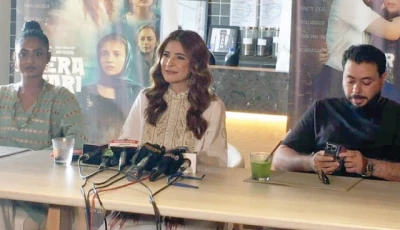 ayesha omar speaks durring a promotional event for mera lyari in karachi photo express