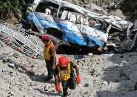 bus plunges into ravine eight killed