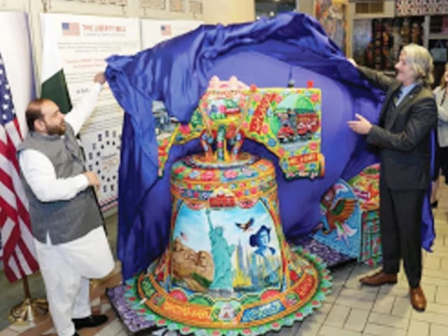 federal minister for national heritage and culture aurangzeb khan khichi and us charg d afaires andy halus inaugurate the let freedom ring american liberty bell display at lok virsa heritage museum photo express federal minister for national heritage and culture aurangzeb khan khichi and us charg d afaires andy halus inaugurate the let freedom ring american liberty bell display at lok virsa heritage museum photo express