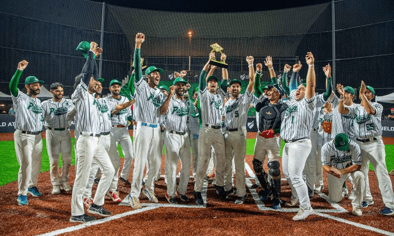 pakistan celebrate their victory over uae at the baseball united arab classic on november 10 2024 photo x baseballunited