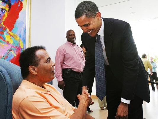 president barack obama with muhammad ali photo gannet