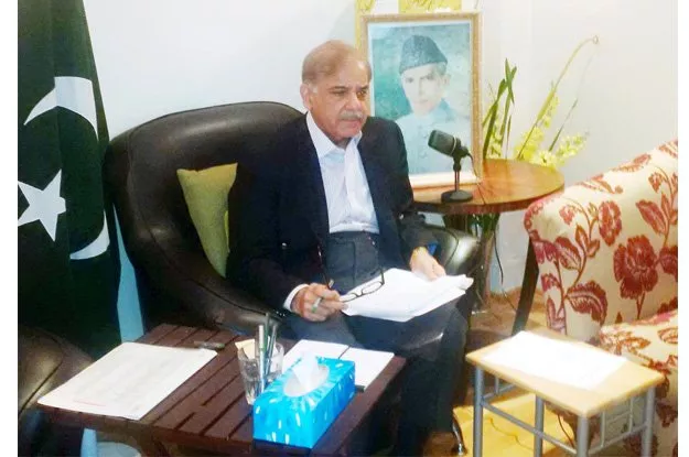 chief minister shahbaz sharif addressing a meeting through video link from london to review recommendations for budgetary allocations photo inp chief minister shahbaz sharif addressing a meeting through video link from london to review recommendations for budgetary allocations photo inp