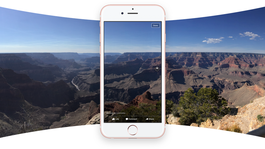 panoramic photos taken on a mobile phone can also be converted to a 360 degree view on the newsfeed photo file