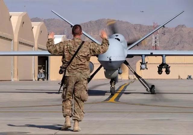 a us airman guides a us air force mq 9 reaper drone as it taxis to the runway at kandahar airfield afghanistan march 9 2016 photo reuters a us airman guides a us air force mq 9 reaper drone as it taxis to the runway at kandahar airfield afghanistan march 9 2016 photo reuters