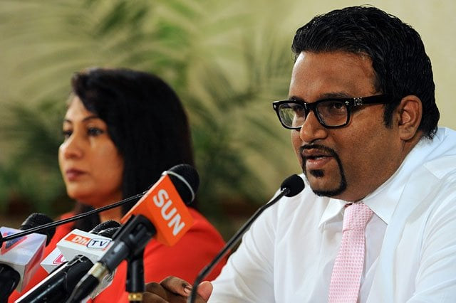 in this photograph taken on november 11 2013 former maldives tourism minister and deputy leader ahmed adeeb r speaks while maldives acting minister for foreign affairs mariyam shakeela looks on during a press conference in male photo afp in this photograph taken on november 11 2013 former maldives tourism minister and deputy leader ahmed adeeb r speaks while maldives acting minister for foreign affairs mariyam shakeela looks on during a press conference in male photo afp