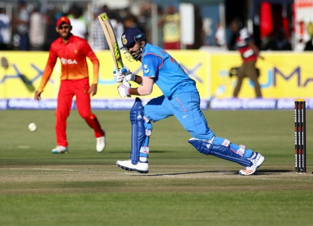 india batsman kl rahul hits a ball during the first one day international odi matches between india and host zimbabwe at the harare sports club in harare on june 11 2016 photo afp