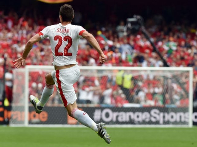 switzerland 039 s defender fabian schaer celebrates after scoring the opening goal during the euro 2016 group a football match between albania and switzerland at the bollaert delelis stadium in lens on june 11 2016 photo afp switzerland 039 s defender fabian schaer celebrates after scoring the opening goal during the euro 2016 group a football match between albania and switzerland at the bollaert delelis stadium in lens on june 11 2016 photo afp