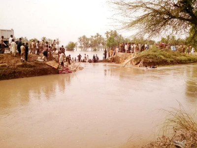 submerged 45 foot breach in korai wah floods three villages