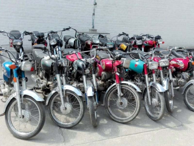 the motorcycle recovered by a special investigation unit lined up in police station photo express