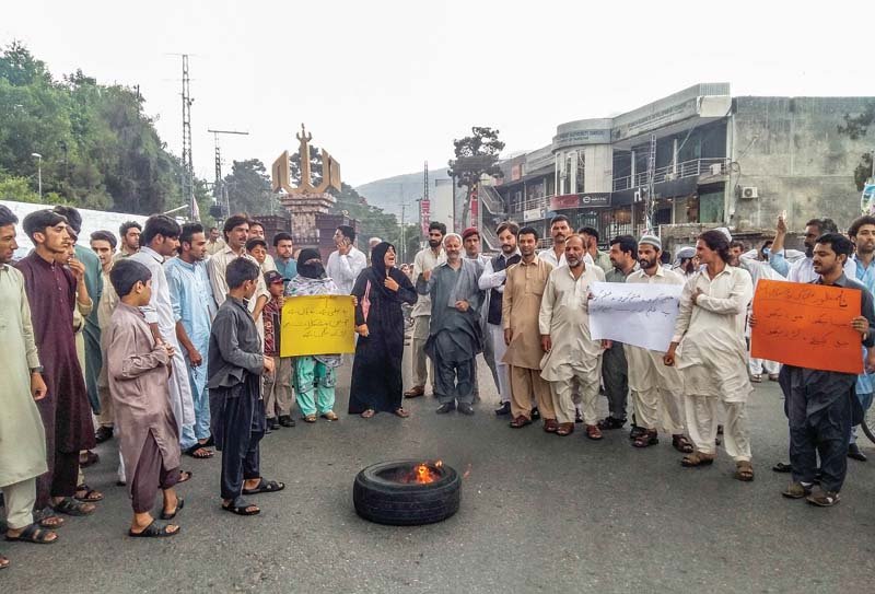 swat residents protest against power outages photo express