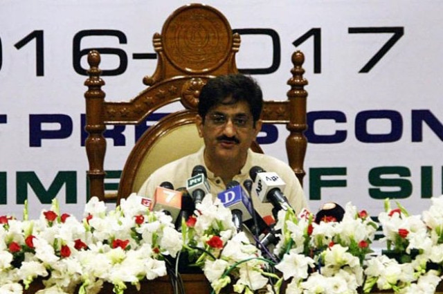 sindh finance minister speaks during post budget press conference photo express sindh finance minister speaks during post budget press conference photo express