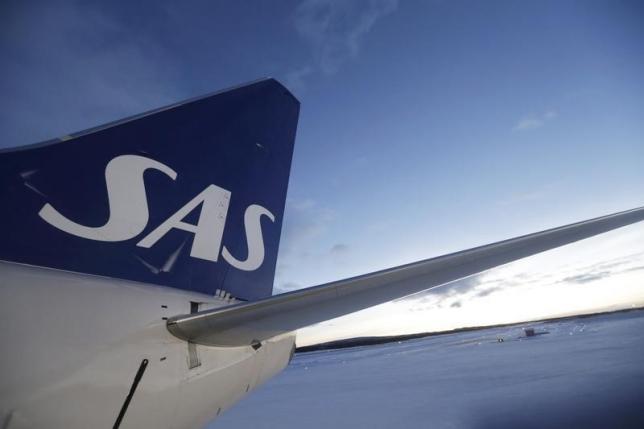 sas sign is seen on aircraft in the kiruna airport sweden december 16 2015 photo reuters