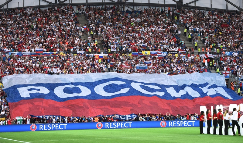 russia were also fined 150 000 euros over unrest in the stadium when russia played england in marseille photo afp