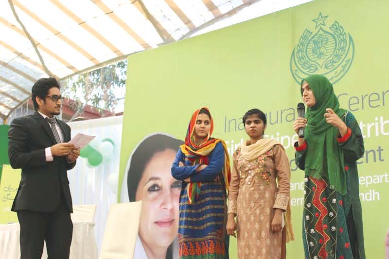 right to left saira batool pirah abdul ghaffar and saira jabbar saved their allowance from girls stipend and paid for their tuition fee photo courtesy reform support unit