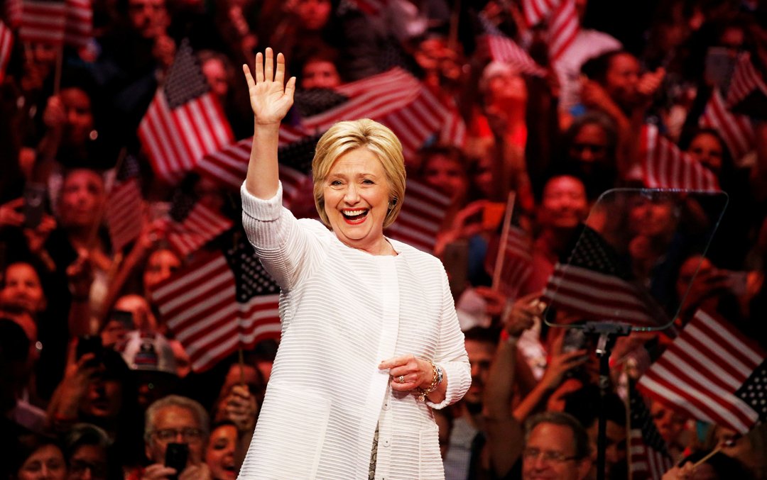 democratic presidential nominee hillary clinton waving at supporters photo afp