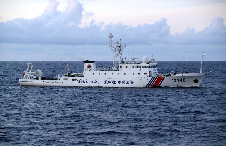 image taken by the japan coast guard shows a chinese coast guard ship cruising near the disputed islets in east china sea photo afp