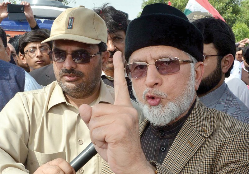 pat chief tahirul qadri talks to media in lahore photo ppi