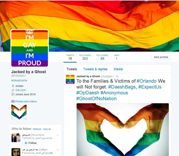 islamic state twitter accounts hacked replaced with gay pride and porn