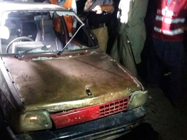 the police vehicle that came under attack in garhi sobat khan on june 16 2016 photo express the police vehicle that came under attack in garhi sobat khan on june 16 2016 photo express
