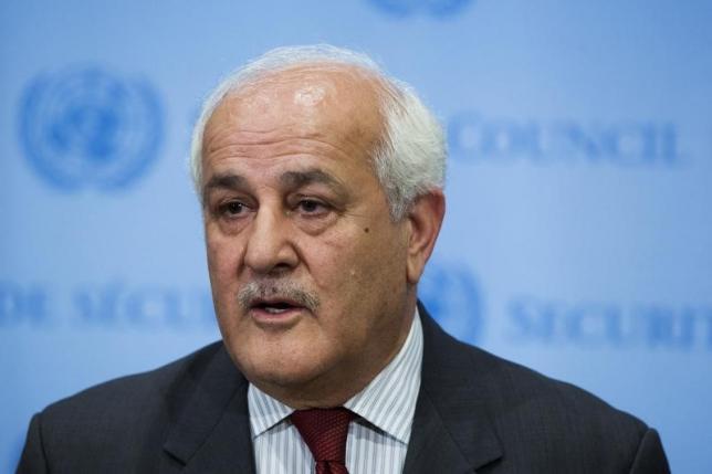 palestinian un ambassador riyad mansour speaks to the media photo reuters