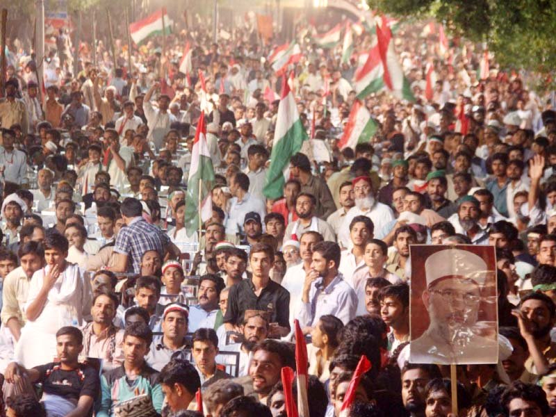 pat activists stage a sit in at mall road in lahore photo file abid nawaz express