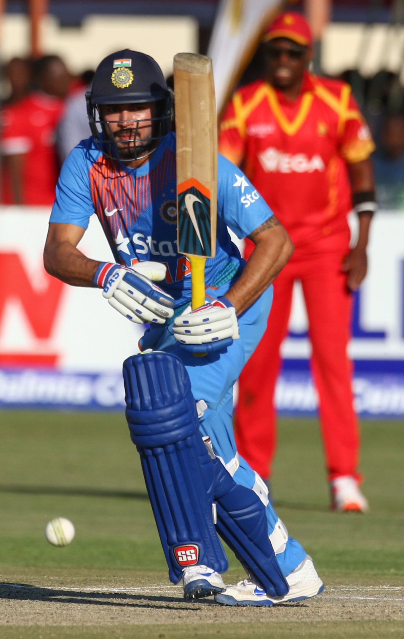 india batsman manish pandey eyes the ball during the first t20 cricket match in a series of three games between india and hosts zimbabwe in the prayag cup at harare sports club june 18 2016 zimbabwe photo afp