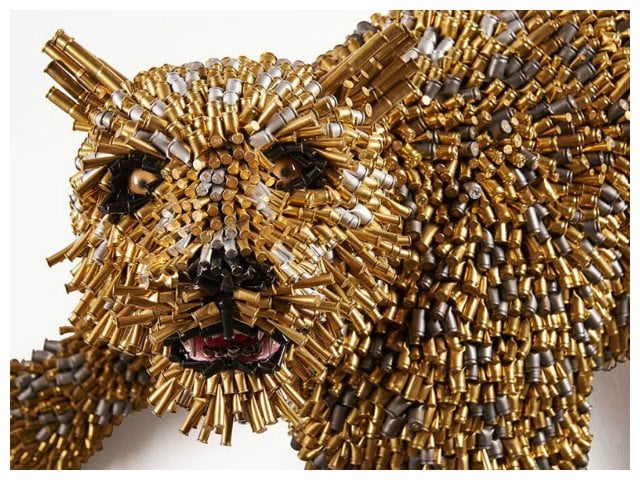 uribe uses bullet shells to create colorful landscapes and life size animal sculptures photo bored panda