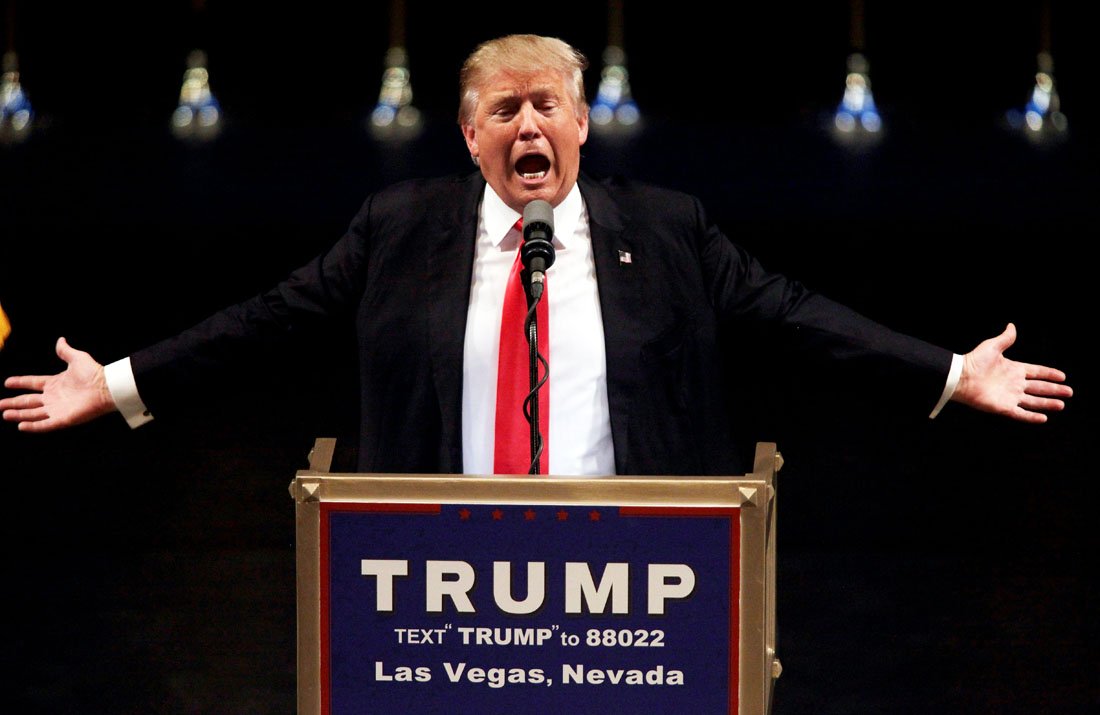 this file photo taken on june 18 2016 shows us republican presidential candidate donald trump speaking during a rally at the treasure island hotel in las vegas photo afp