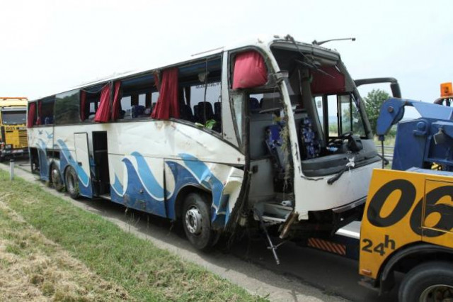a slovak bus bringing holidaymakers home from the greek island of corfu is pictured after it swerved off a highway near the town of aleksinac serbia june 21 2016 photo reuters