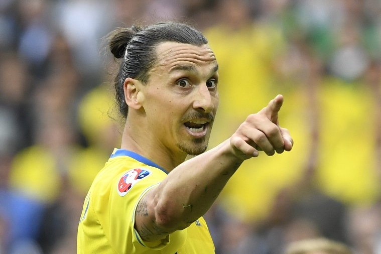 sweden 039 s forward zlatan ibrahimovic points his hand during the euro 2016 group e football match between ireland and sweden at the stade de france stadium in saint denis near paris on june 13 2016 photo afp