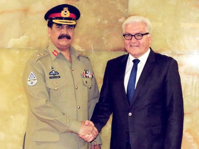 gen raheel sharif shakes hand with german foreign minister frank walter steinmeier photo ispr gen raheel sharif shakes hand with german foreign minister frank walter steinmeier photo ispr