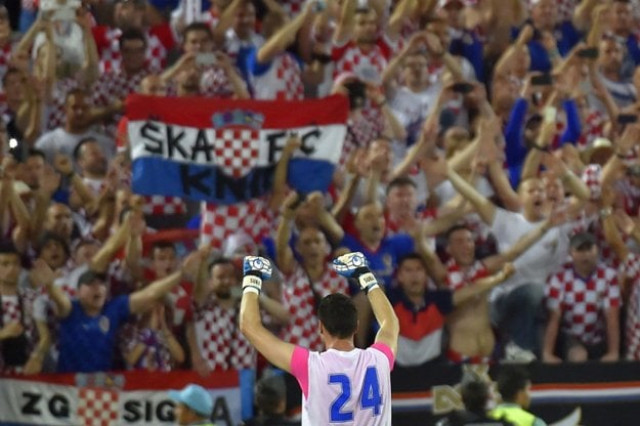 croatia 039 s goalkeeper danijel subasic celebrates with the fans during the euro 2016 group d football match between croatia and spain at the matmut atlantique stadium in bordeaux on june 21 2016 photo afp croatia 039 s goalkeeper danijel subasic celebrates with the fans during the euro 2016 group d football match between croatia and spain at the matmut atlantique stadium in bordeaux on june 21 2016 photo afp