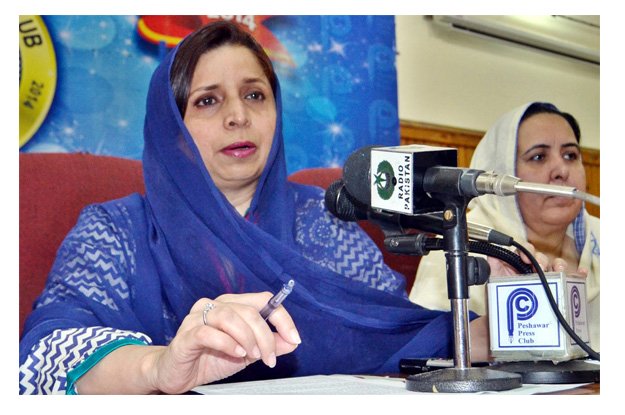 executive director of omar asghar khan foundation addressing a press conference at ppc photo inp