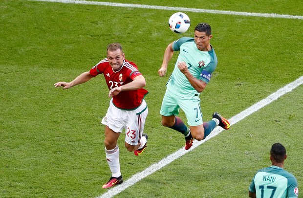 cristiano ronaldo floats through the air photo reuters