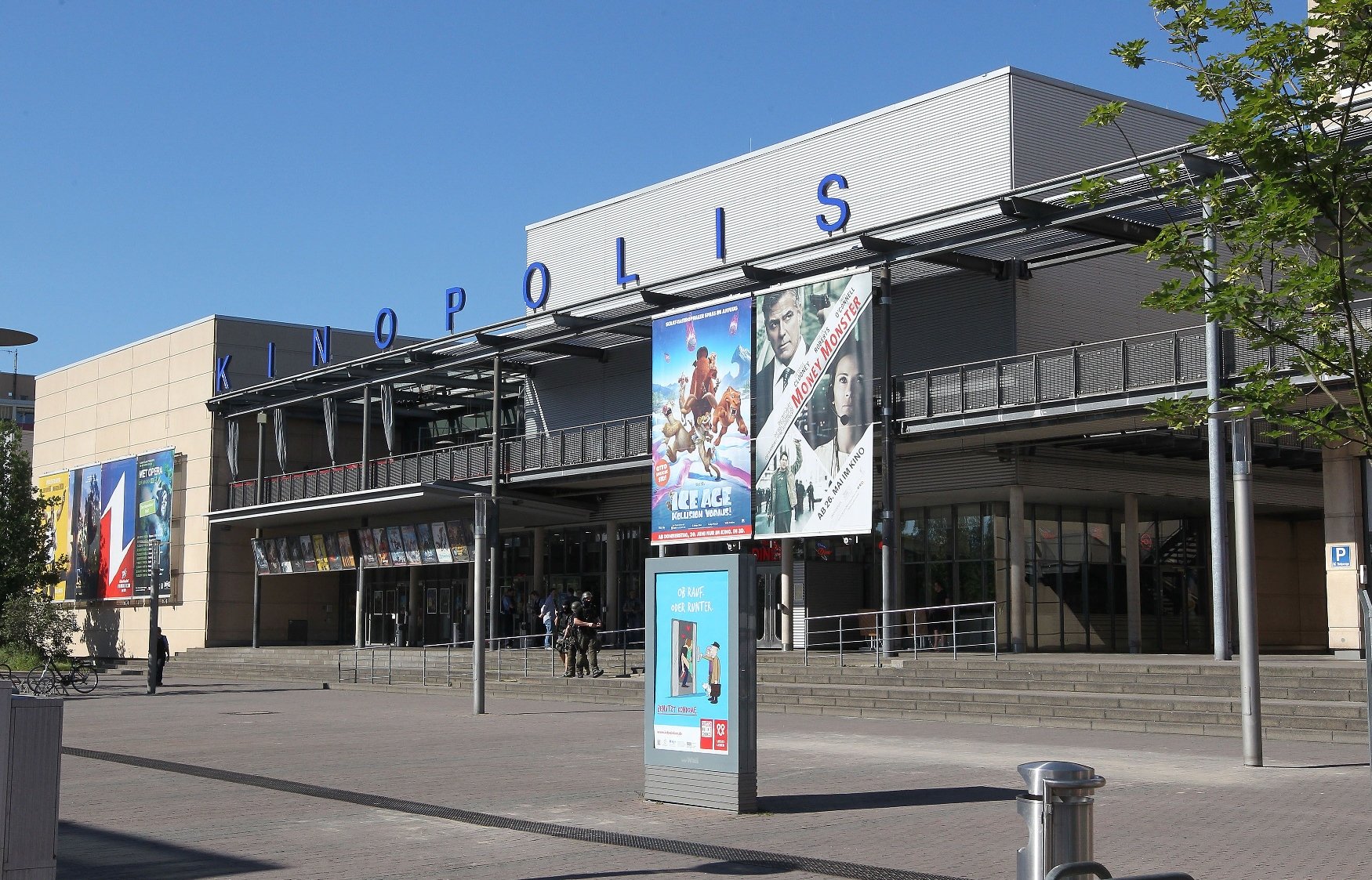 an outside view of a cinema where an armed man barricaded himself in viernheim southern germany on june 23 2016 photo afp