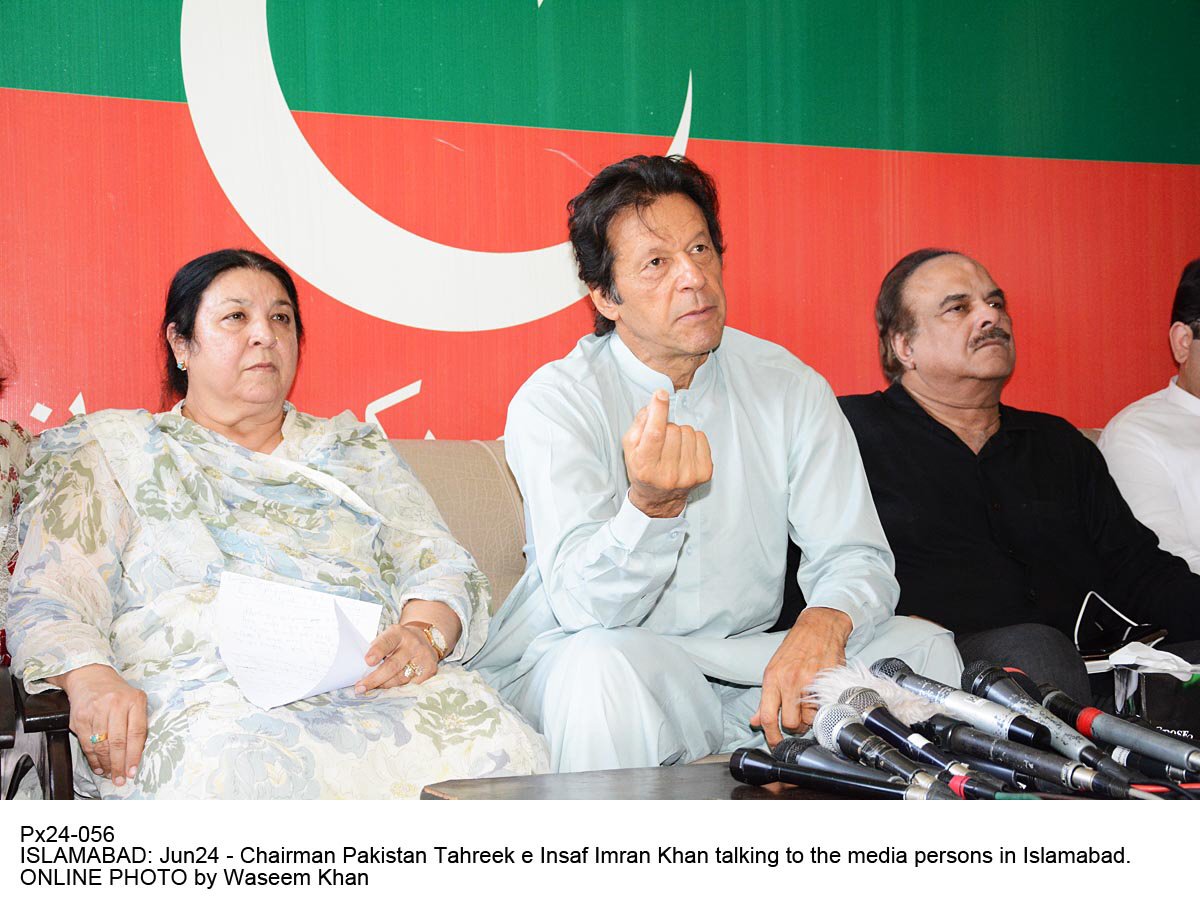 pti chairman imran khan addresses media in islamabad on friday photo online