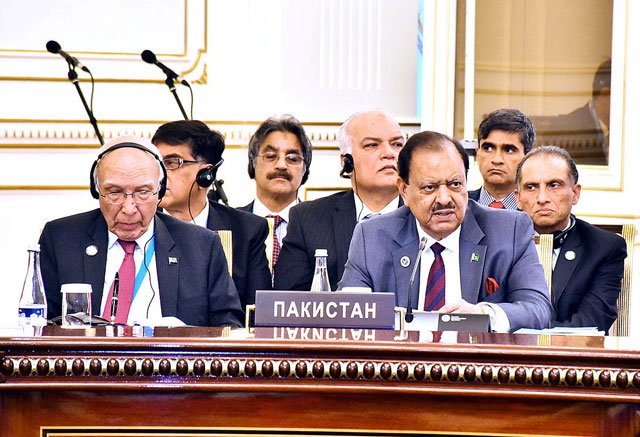 president mamnoon hussain along with the pakistani delegation at the 16th shanghai cooperation organisation 039 s summit at uzbekistan photo app