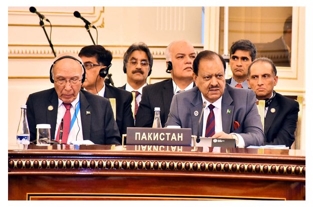 president mamnoon hussain addressing at the 16th sco summit in tashkent photo ppi