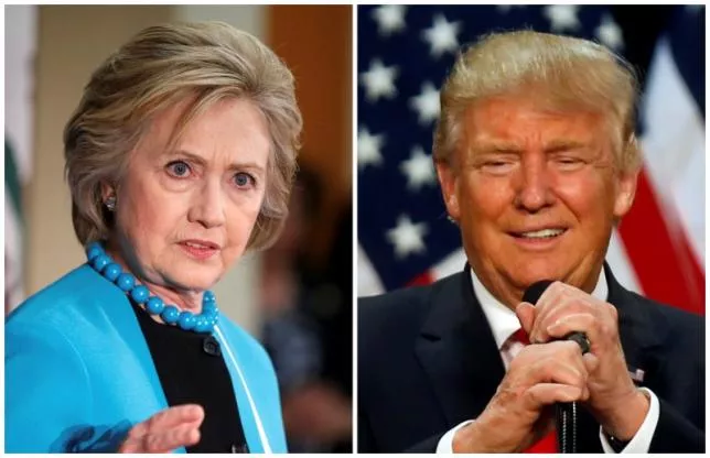 a combination photo shows us democratic presidential candidate hillary clinton l and republican us presidential candidate donald trump r in los angeles california on may 5 2016 and in eugene oregon us on may 6 2016 respectively photo reuters a combination photo shows us democratic presidential candidate hillary clinton l and republican us presidential candidate donald trump r in los angeles california on may 5 2016 and in eugene oregon us on may 6 2016 respectively photo reuters