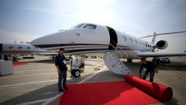 a gulfstream aircraft at the asian business aviation conference and exhibition at the hongqiao international airport in shanghai on monday photo reuters a gulfstream aircraft at the asian business aviation conference and exhibition at the hongqiao international airport in shanghai on monday photo reuters