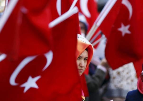 a supporter of gulen movement attends a protest outside the kanalturk and bugun tv building in istanbul turkey october 28 2015 photo reuters
