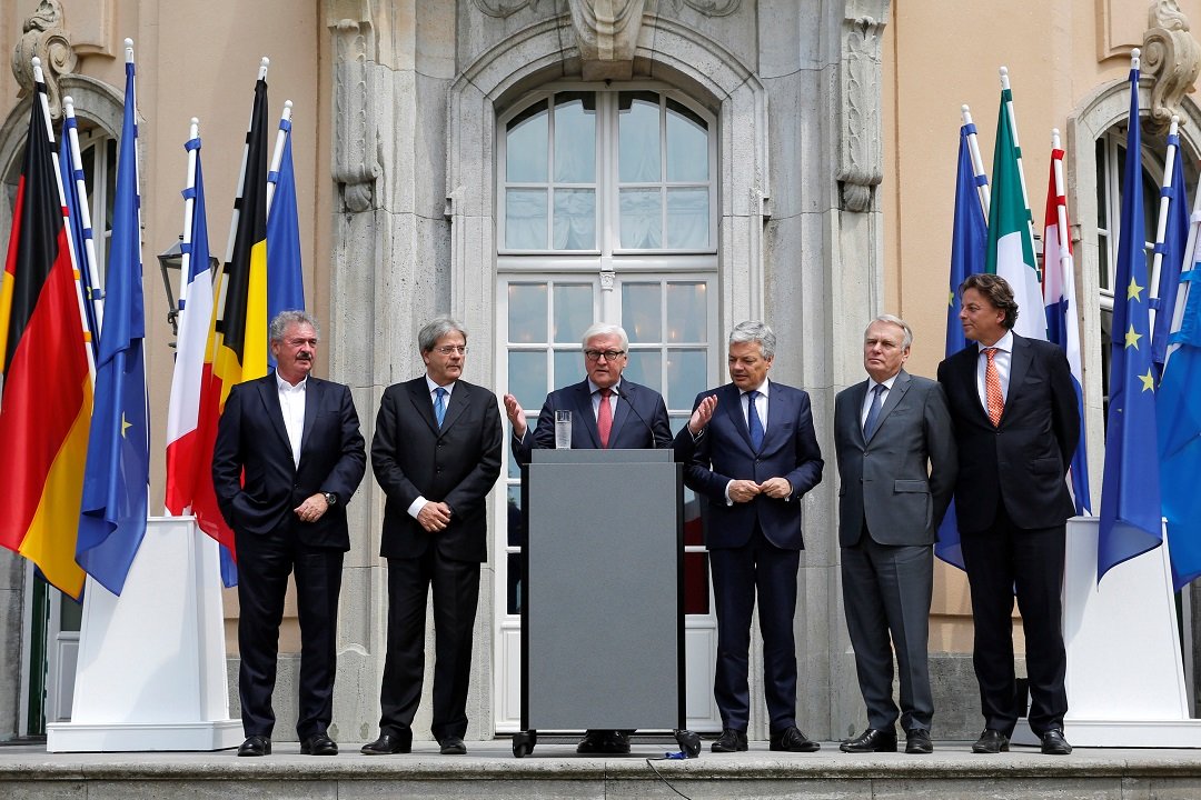 top european diplomats attend a press conference after a foreign minister meeting of the eu founding members in berlin germany photo reuters